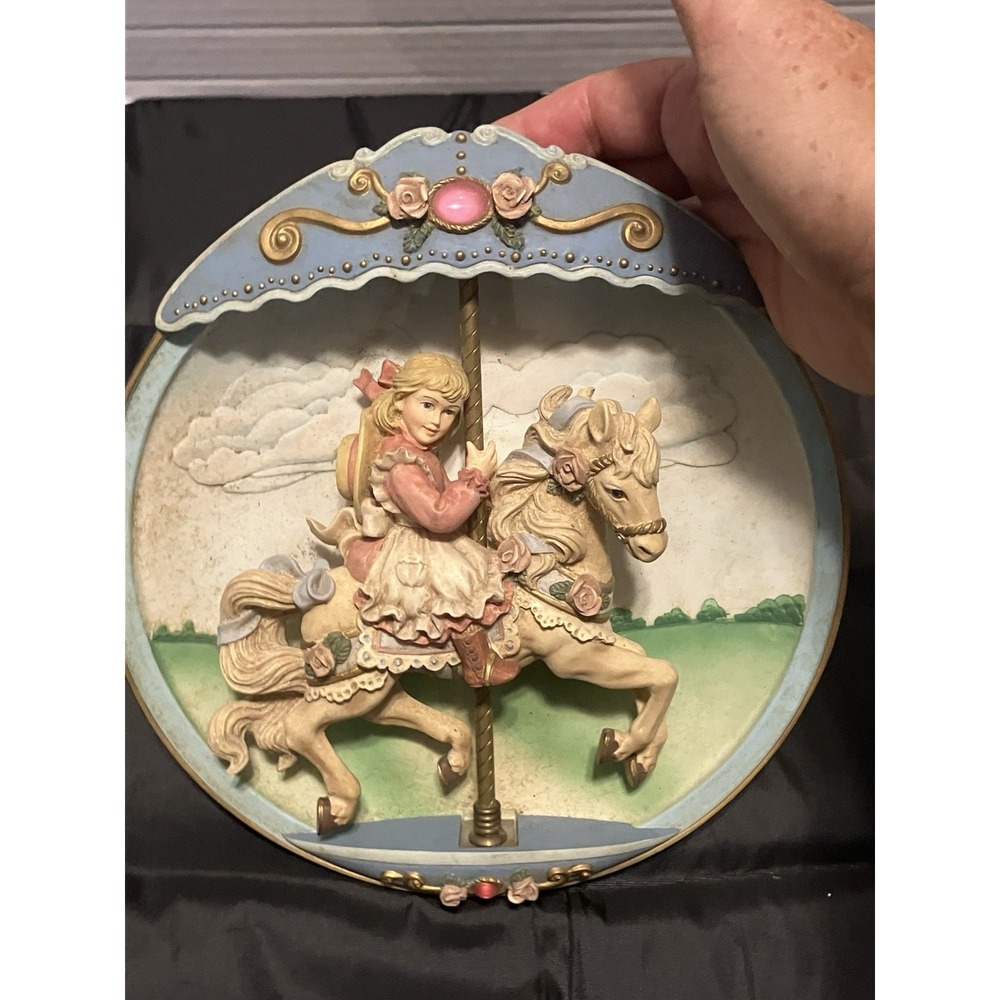 Vintage Bradford Exchange Carousel Daydreams Musical Plate 1994 Swept Away Works